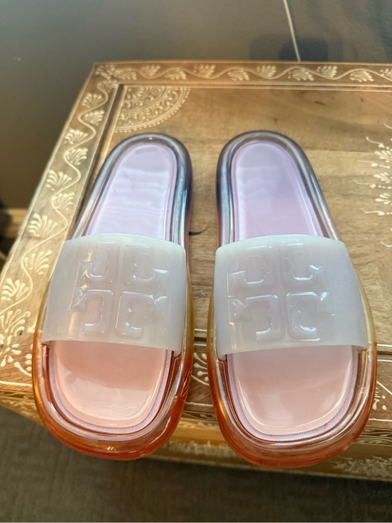 Tory Burch Shoes - Tory Burch Pink Iridescent Jelly Slide Sandals